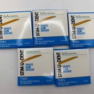 STIM-U-DENT Thin Plaque Removers Mint Flavored Dental Picks 40-Ct Each x 5 Boxes